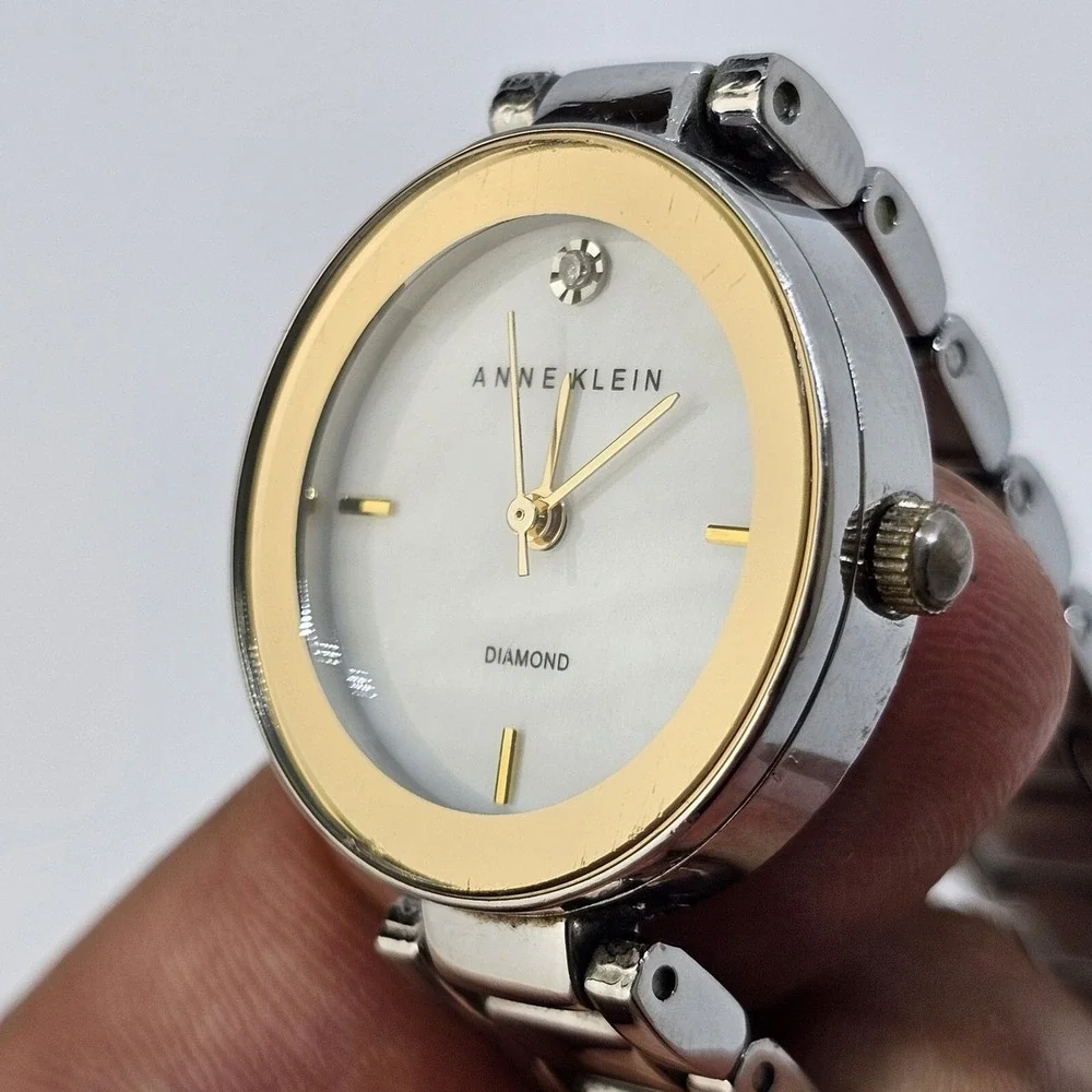 Anne Klein Diamond Women's 26MM White Dial Gray‎ Tone Bracelet 7
